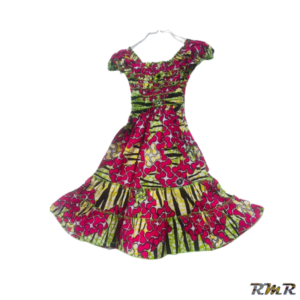 Robe été évasé 3/4 en wax sans manche. T7ans (tenue africaine)