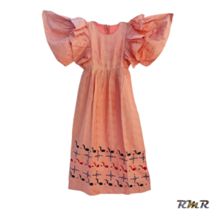 Robe longue en bazin couleur saumon