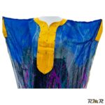 Ensemble pagne et abayya bleu / Multi couleur en voile léger avec broderie jaune. tailles de 34 à 42. (tenue africaine)