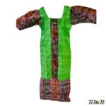 Robe longue mélange de Bazin vert unique et Thioup T40 (tenue africaine)