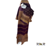 Robe longue khartoum marron clair marron foncé à manche 3/4. T48 (tenue africaine)