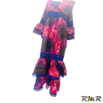 Robe longue en thioup violet à manche longue avec son foulard. T50 (tenue africaine)