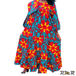 Robe longue en wax multi couleur. T48 (tenue africaine)