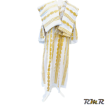 Robe longue blanche en voile avec foulard et écharpe. T50 (tenue africaine)