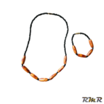 Collier à perles marrons avec bracelet. TU (collier africain)