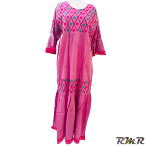 Robe longue léger rose avec broderie fait main. T48 (tenue africaine)