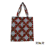 Tote Bag Wax réversible avec poche intérieure de couleur gris rouge (42x40) (tenue africaine)