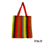 Tote Bag Wax réversible avec poche intérieure de couleur gris jaune rouge (42x40) (tenue africaine)
