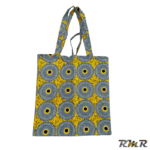 Tote Bag Wax réversible avec poche intérieure de couleur gris jaune (42x40) (tenue africaine)