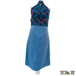 Robe midi mélange de sac et supercent bleu à dos nu. T38/40 (tenue africaine)