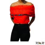 Haut rouge customisé en Wax. T36 (tenue africaine)