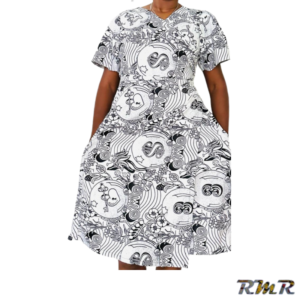 Robe portefeuille noir et blanc. (tenue africaine)