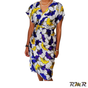 Robe portefeuille satin imprimée wax. T38/40. (tenue africaine)