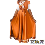 Robe longue : Patch de soie et pagne africain orange (tenue africaine)