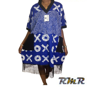 Robe courte : Robe d'été large très confortable de couleur bleue (tenue africaine)