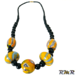 Collier en perle jaune/gris/noir (accessoire africain)