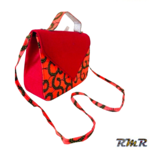 Sac à main bandoulière rouge et orange en wax (accessoire africain)