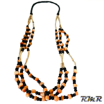 Collier en perle de couleur orange/beige/noir (tenue africaine)