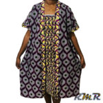 Robe élastique en wax violet jaune. T34 à 42