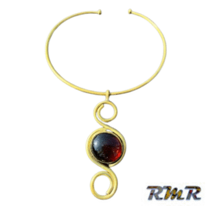 Collier en laiton avec perle marron