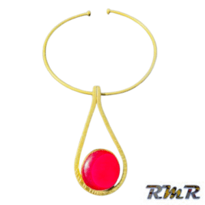 Collier en laiton avec perle rouge