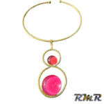 Collier en laiton avec perle rose