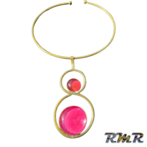 Collier en laiton avec perle rose