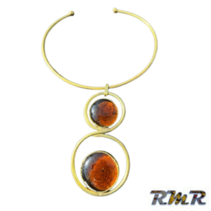 Collier en laiton avec perle marron