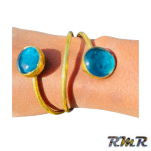 Bracelet en laiton avec perles bleues