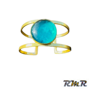 Bracelet en laiton avec perle bleue turquoise