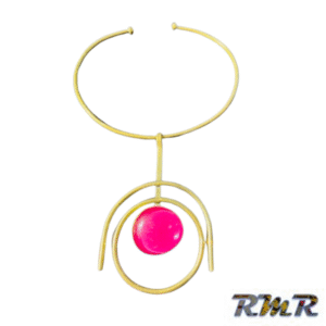 Collier en laiton avec perle rose