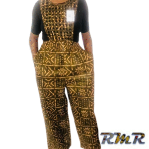 Combinaison damier en Pagne ( Wax) marron et beige - S à XL