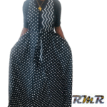 Robe longue : Robe salopette ouverte en wax de couleur multi couleur noir et blanc