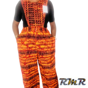 Combinaison damier en Pagne ( Wax) orange et marron - S à XL