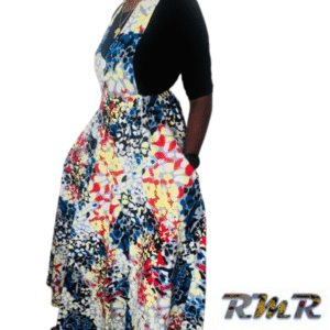 Robe longue : Robe salopette en wax de couleur multi couleur