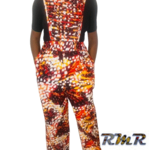 Combinaison damier en Pagne ( Wax) orange et jaune - S à XL