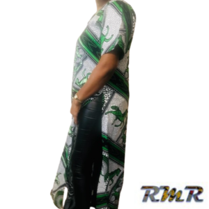 Robe longue en wax ouverte sur les deux cotés de couleur verte